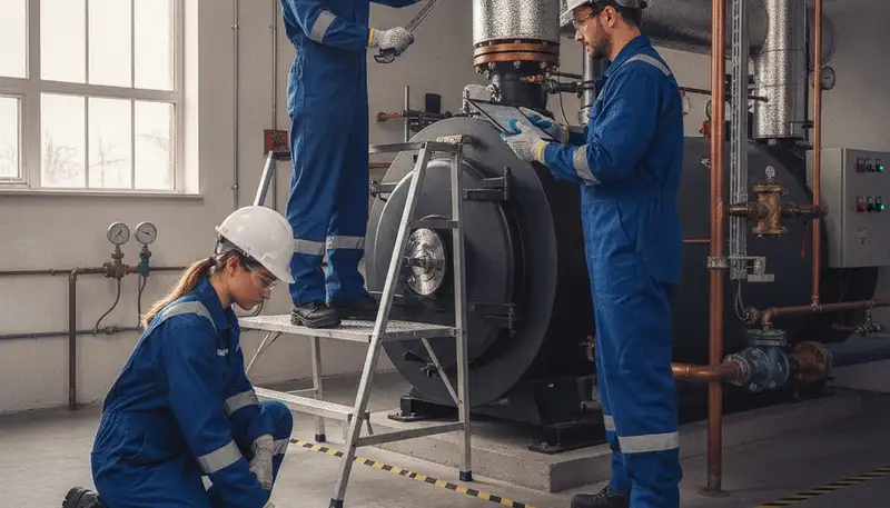 On Call Plumbers repairing a boiler for Tulsa, OK homes with fast, professional service