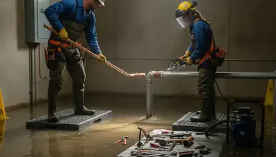 Emergency plumber fixing burst pipe in Tulsa, OK home for same-day leak repair