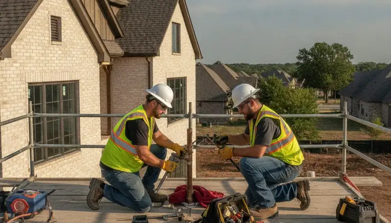 Tulsa OK plumber repairing a residential pipe for plumbing service at plumbers tlsaok-new.com
