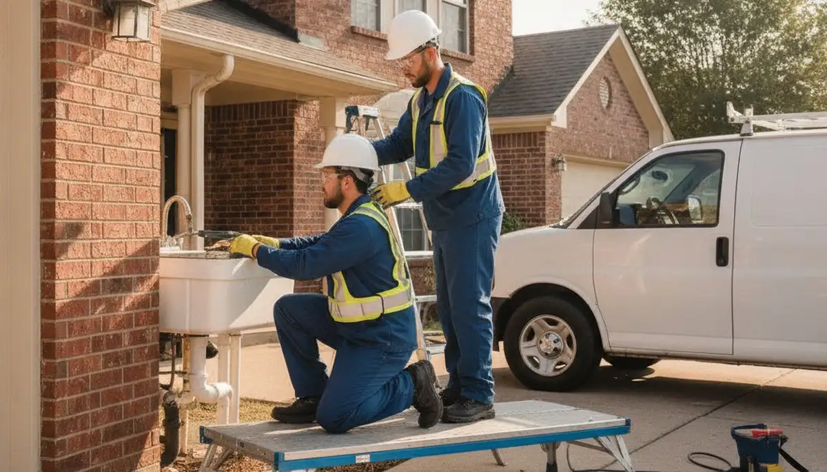 Tulsa, OK plumber repairing a residential pipe for plumbing service