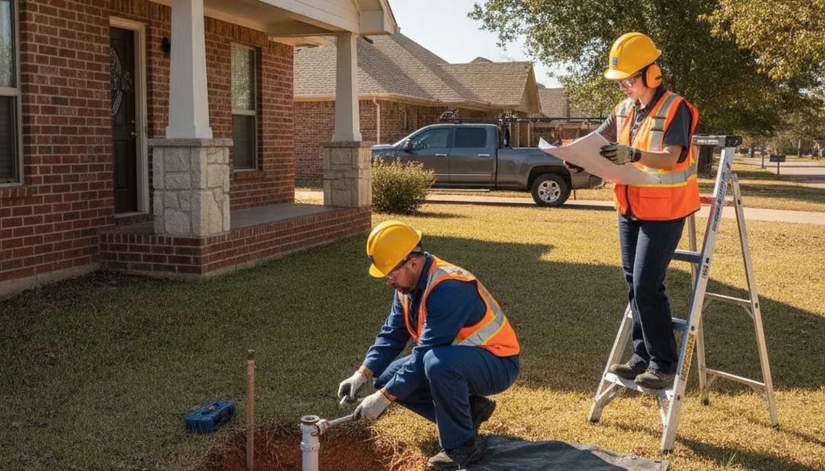Tulsa, OK plumber repairing a residential pipe for plumbing service in a home