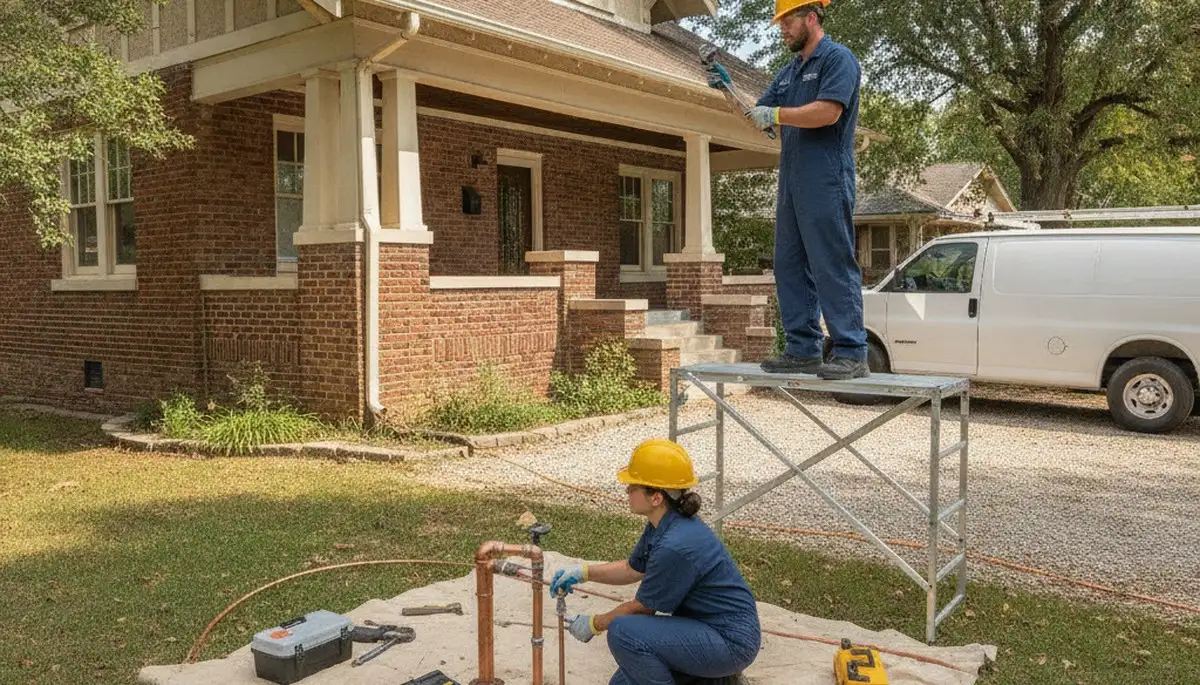 Tulsa, OK plumber repairing a residential pipe for plumbing service