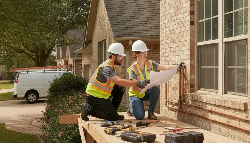 Tulsa OK plumber repairing a residential pipe leak for local plumbing service