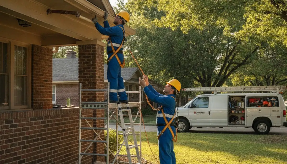Tulsa, OK plumber repairing a residential pipe for plumbing repair service