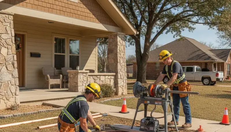 Tulsa, OK plumber repairing a residential pipe for plumbing repair service