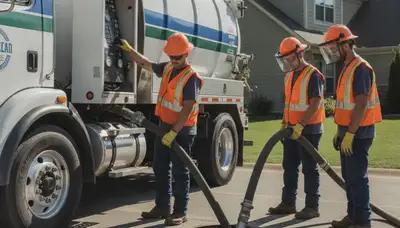 Septic pumping service truck for Tulsa, OK homes from On Call Plumbers