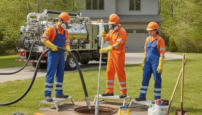 Tulsa plumber cleaning septic tank for home maintenance and clog prevention