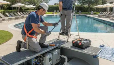 Tulsa, OK plumber repairing a home spa for reliable seasonal maintenance and freeze protection